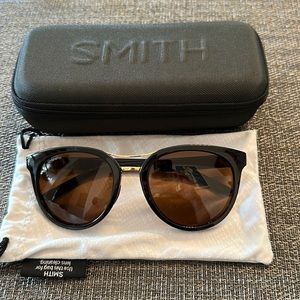 SMITH Women’s Sunglasses, black frame brown lenses, box and cloth bag included